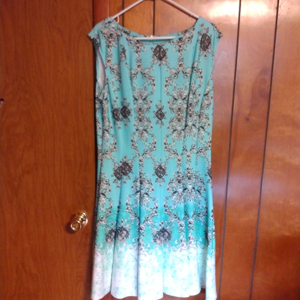 Teal print dress size 16